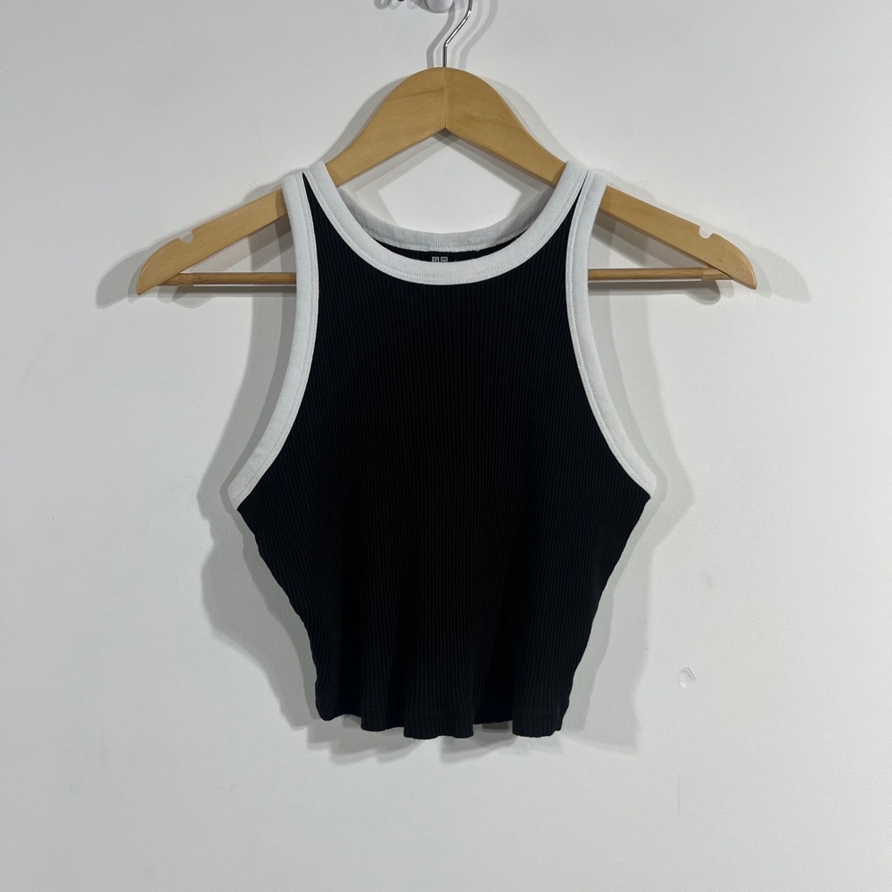 Uniqlo Sporty Retro Ribbed Ringer Tank Top Cropped Indie Womens Shirt Small